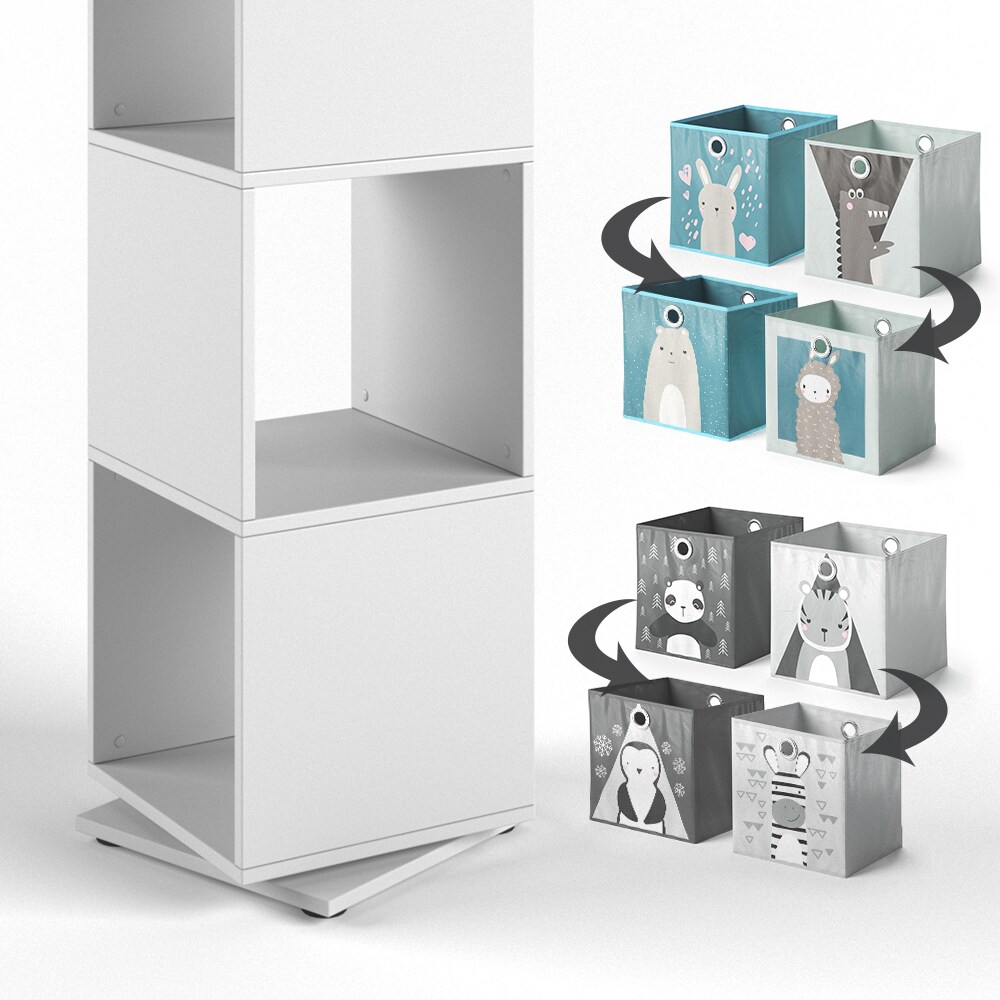 Vicco Drehregal Ordnerregal Standregal Weiß Bücherregal Büro Kinder-Faltboxen