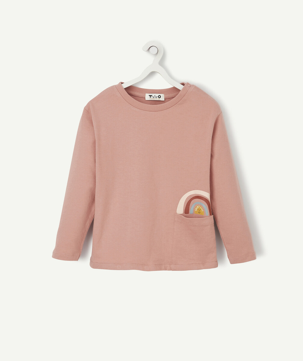 LE T-SHIRT ÉVOLUTIF MANCHES LONGUES VIEUX ROSE EN COTON PIMA
