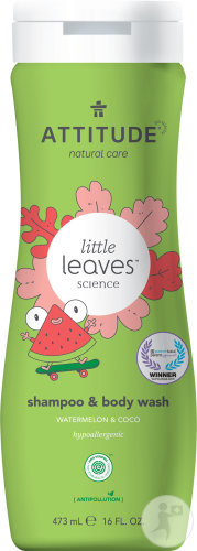 Attitude Little Leaves Shampoing Et Gel Nettoyant 2En1 Coco Et Melon D'Eau Flacon 473ml