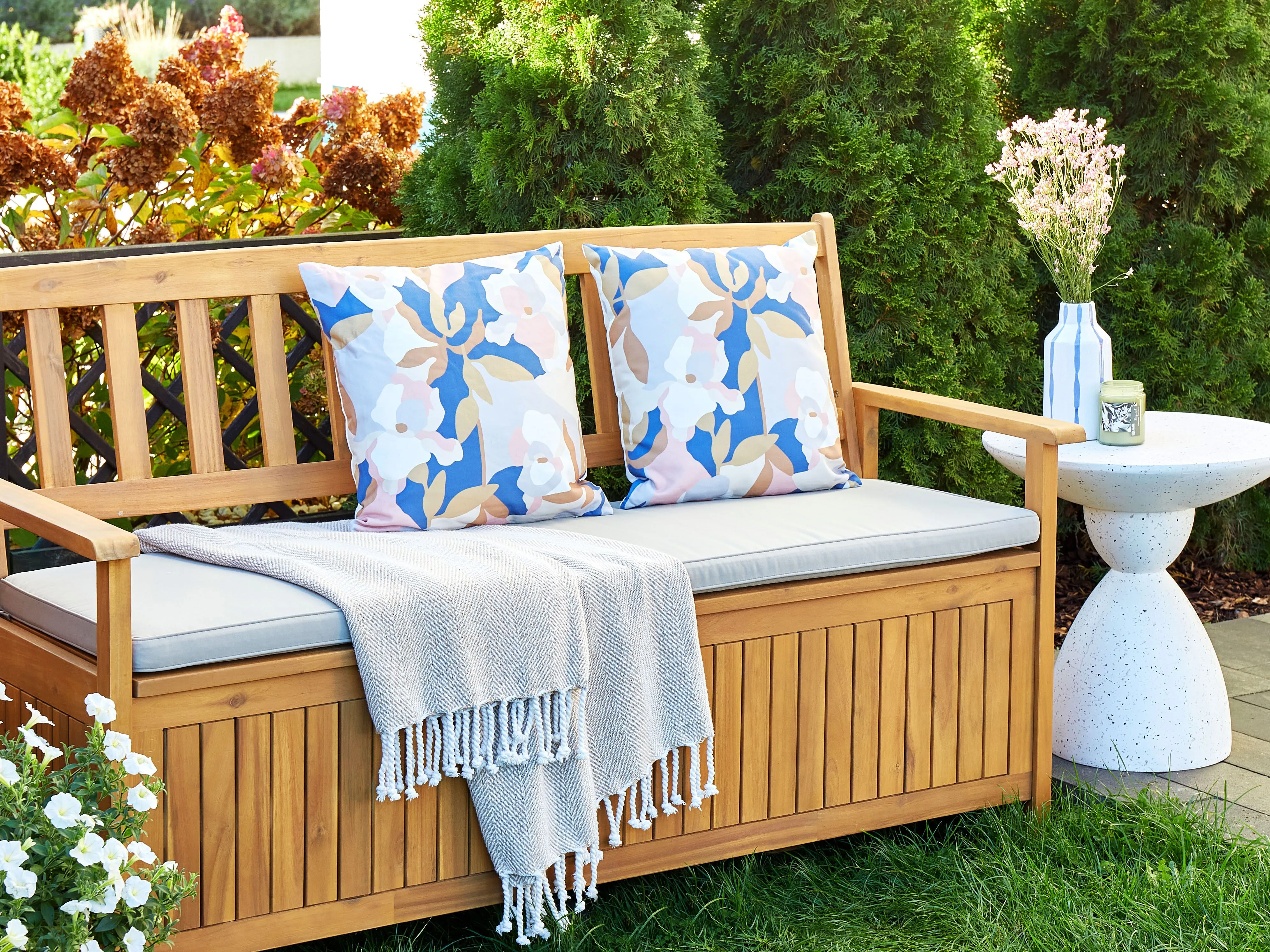 Set van 2 tuinkussens VEREZZI bloempatroon 45 x 45 cm Meerkleurig