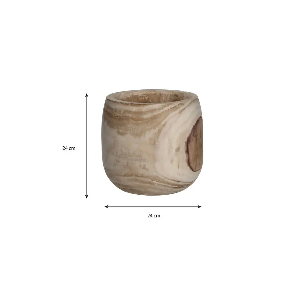 Mica Decorations Bloempot - hout - voor binnen en buiten - D24 cm