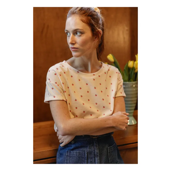 Emile et Ida T-shirt Zemo Coeurs Eponge - Collection Femme | Ecru