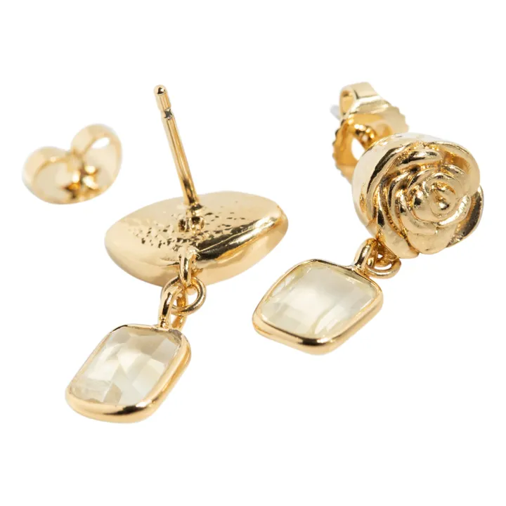 Louise Damas Boucles d’oreilles Citrine Lison | Doré
