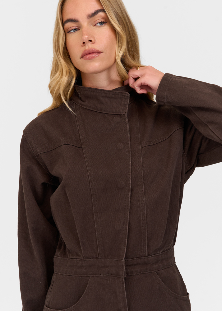 Iconic denim dress deep choco