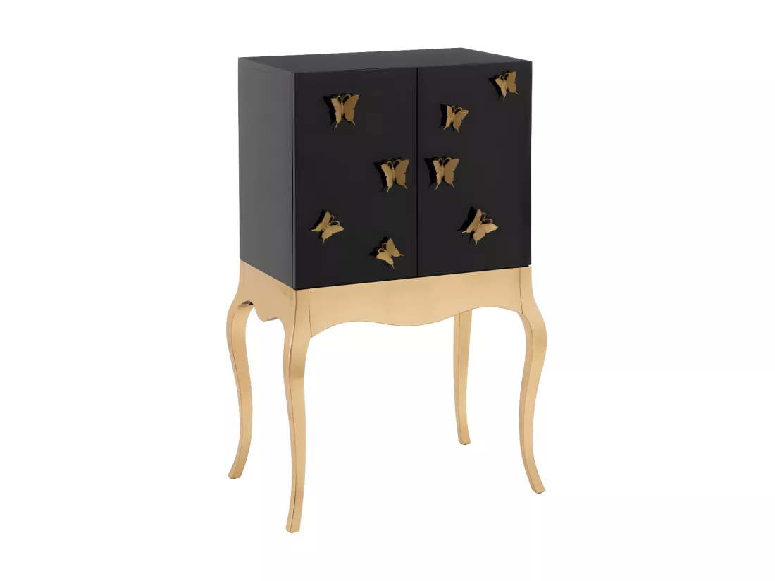 Armoire de salon 2 portes papillon noir/Bois - MARAVI