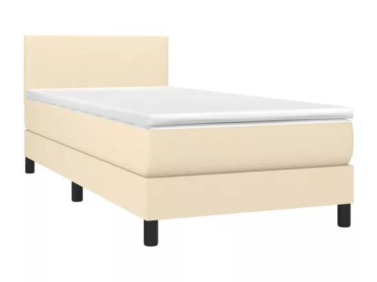 Sommier tapissier avec matelas et LED Crème 90x190 cm Tissu