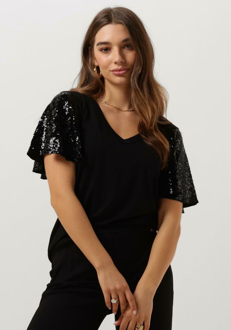 MOS MOSH zwarte mos mosh t-shirt pinter o-s sequin tee