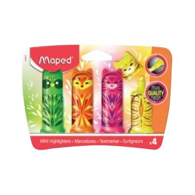 Maped FLUO Peps Mini Friends - Pack de 4 surligneurs - couleurs assorties