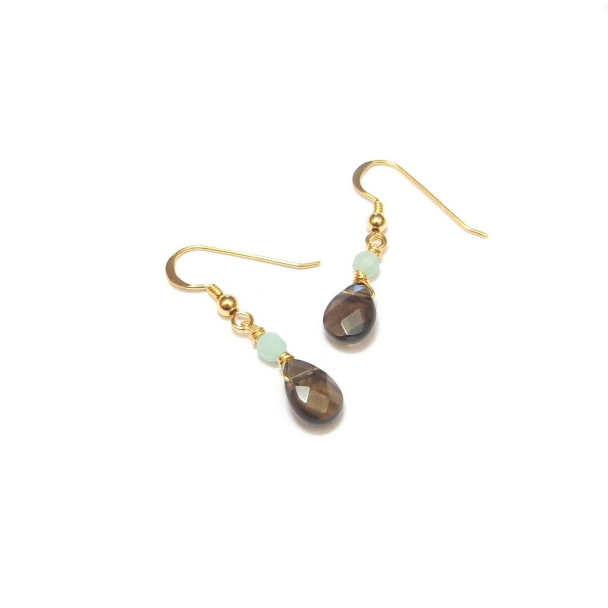 Boucles d'oreille Quartz Fumé et  Amazonite
