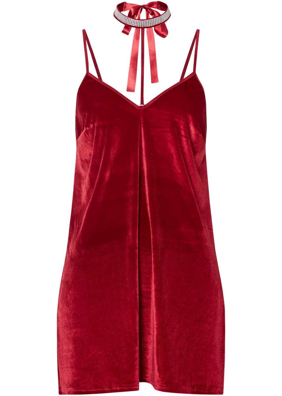 Robe en velours avec choker brillant amovible (Ens. 2 pces.)