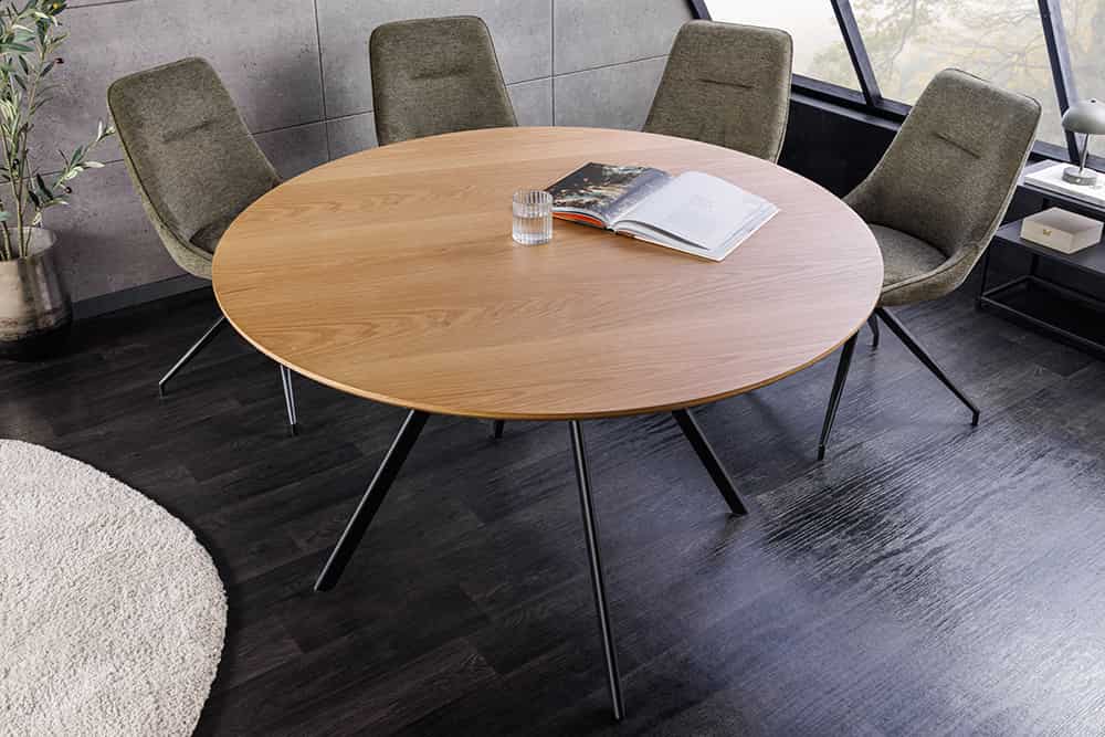 Runder Esstisch ATELIER 120cm natur Eiche schwarz Metall