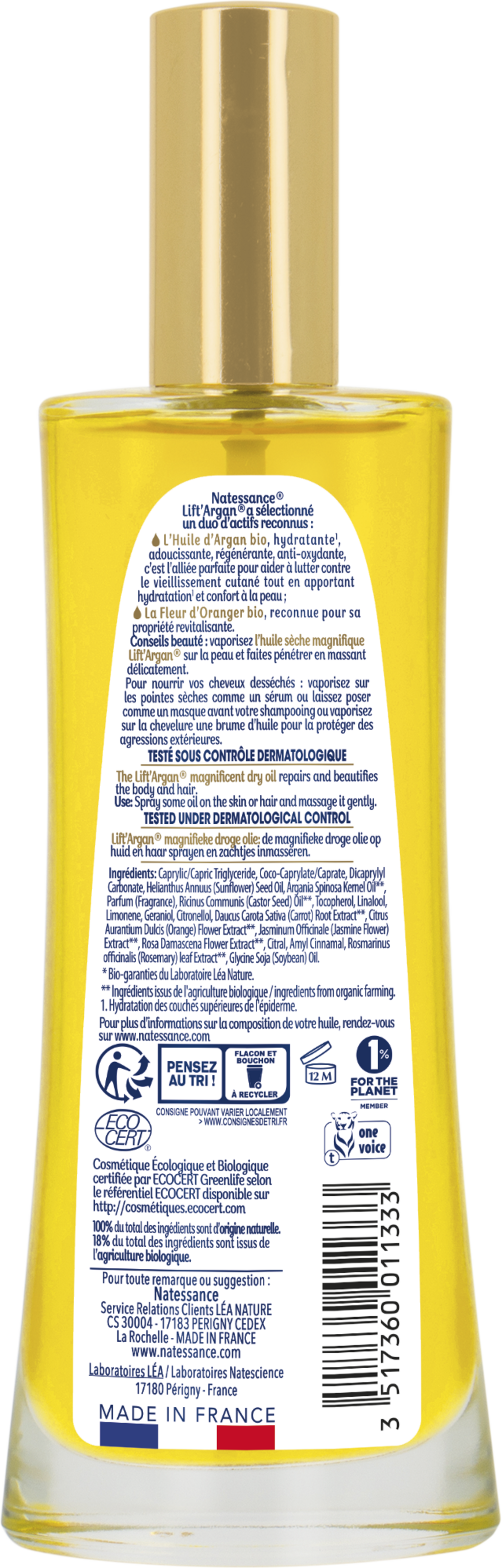 Natessance  Lift'Argan Trockenöl, 100 ml