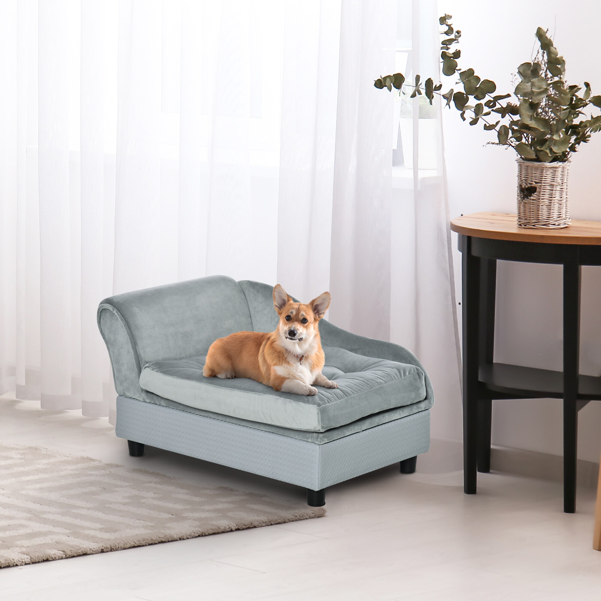 PawHut Hundesofa hellblau 76 x 45 x 41,5 cm (BxTxH)