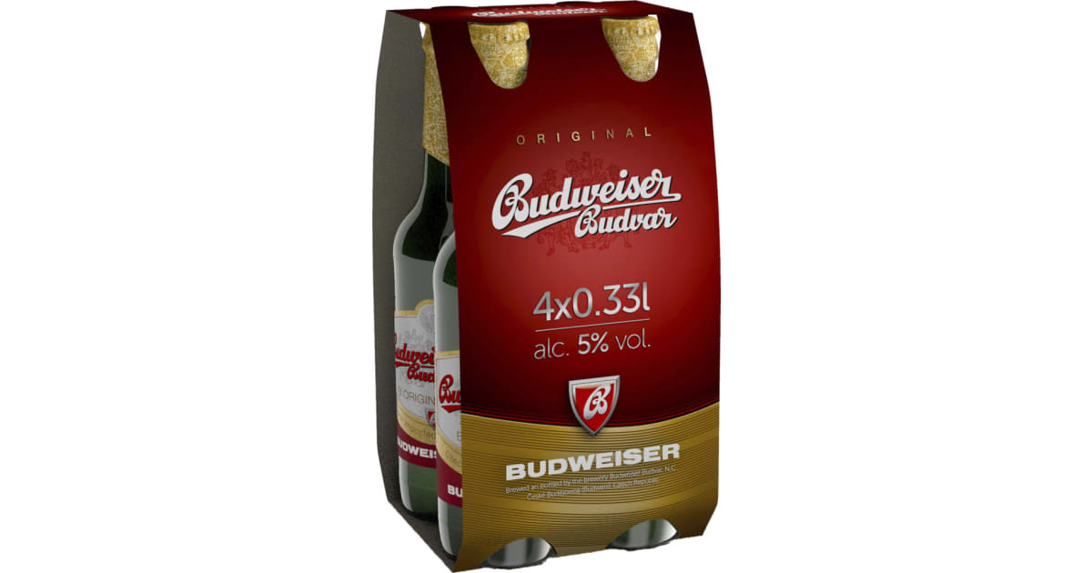 Budweiser Budvar Bier Original Tray 4x 0,33 Liter (Einweg)