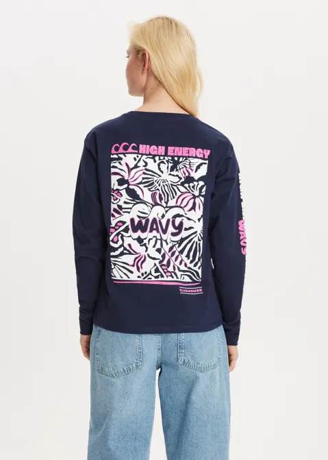 T-shirt met print wavy blauw (INDIGO)