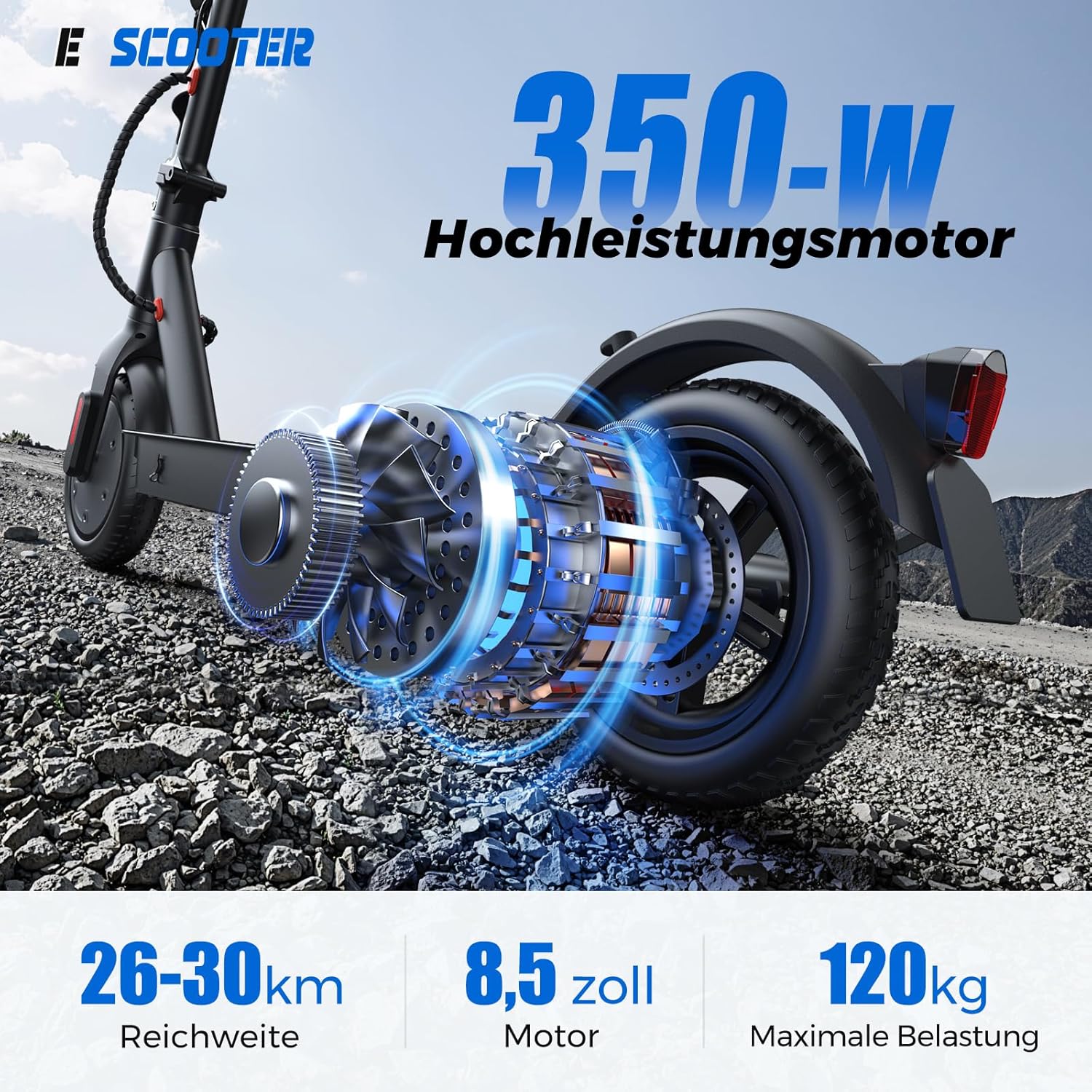 E Scooter mit Straßenzulassung, 10/8.5 Zoll Elektroroller 500W Peak, Max 40/30km Reichweite, Doppelbremse&Stoßdämpfung, APP-Verbindung, 3s Klappbar LED-Licht & Reflektoren E Roller für Erwachsene