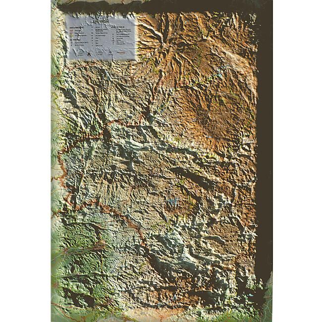 3D MAP - RELIEF AVEYRON 61X41
