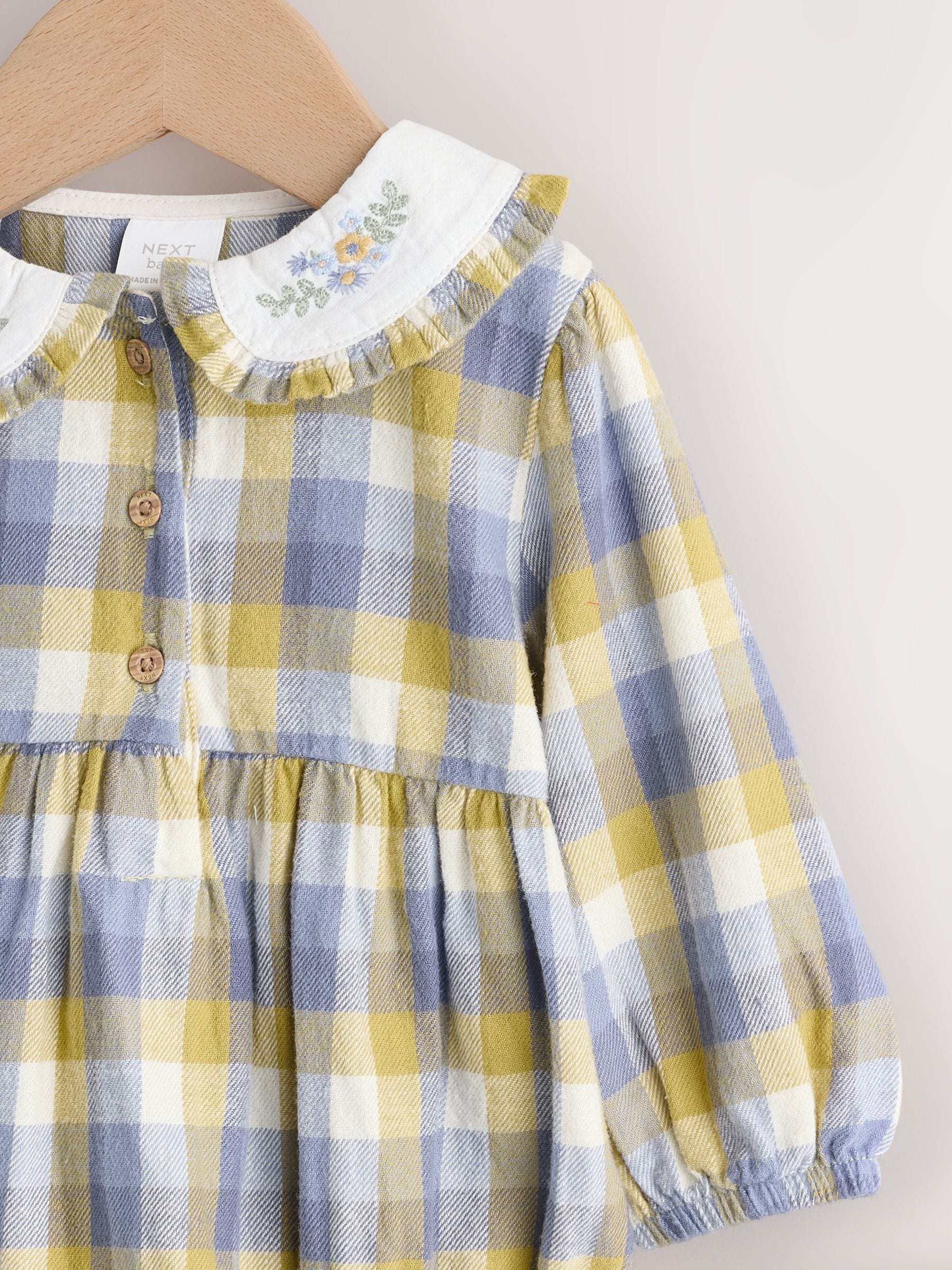 Groen/geel gingham - Babyrompers met bloemenprint Set 2 -delig met maillot (0mnd -3jr)