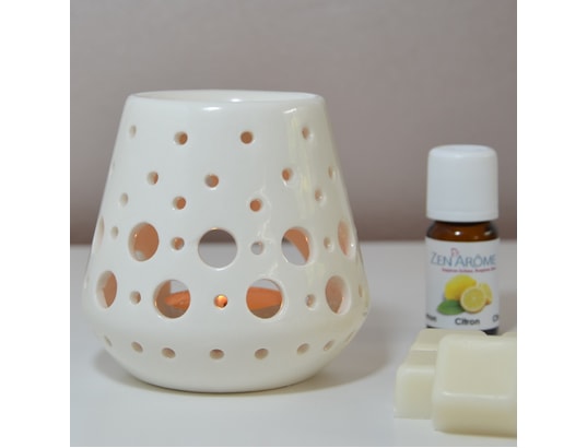 ZEN AROME - Diffuseur d'huiles essentielles Brûle parfum en céramique loob blanc