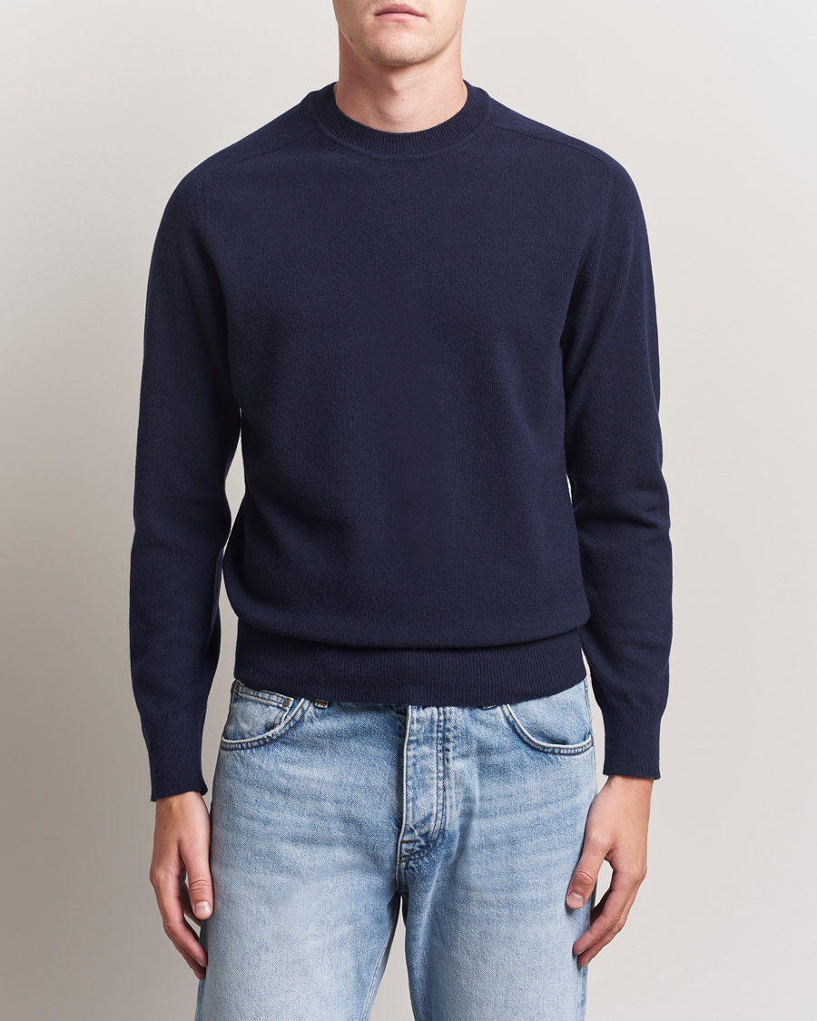 Altea Wool/Cashmere Crew Neck Pullover Navy