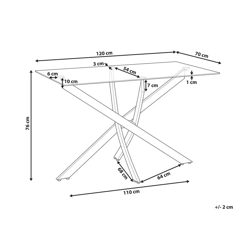 MARAMO - Eettafel - Goud - 120 x 70 cm - Veiligheidsglas
