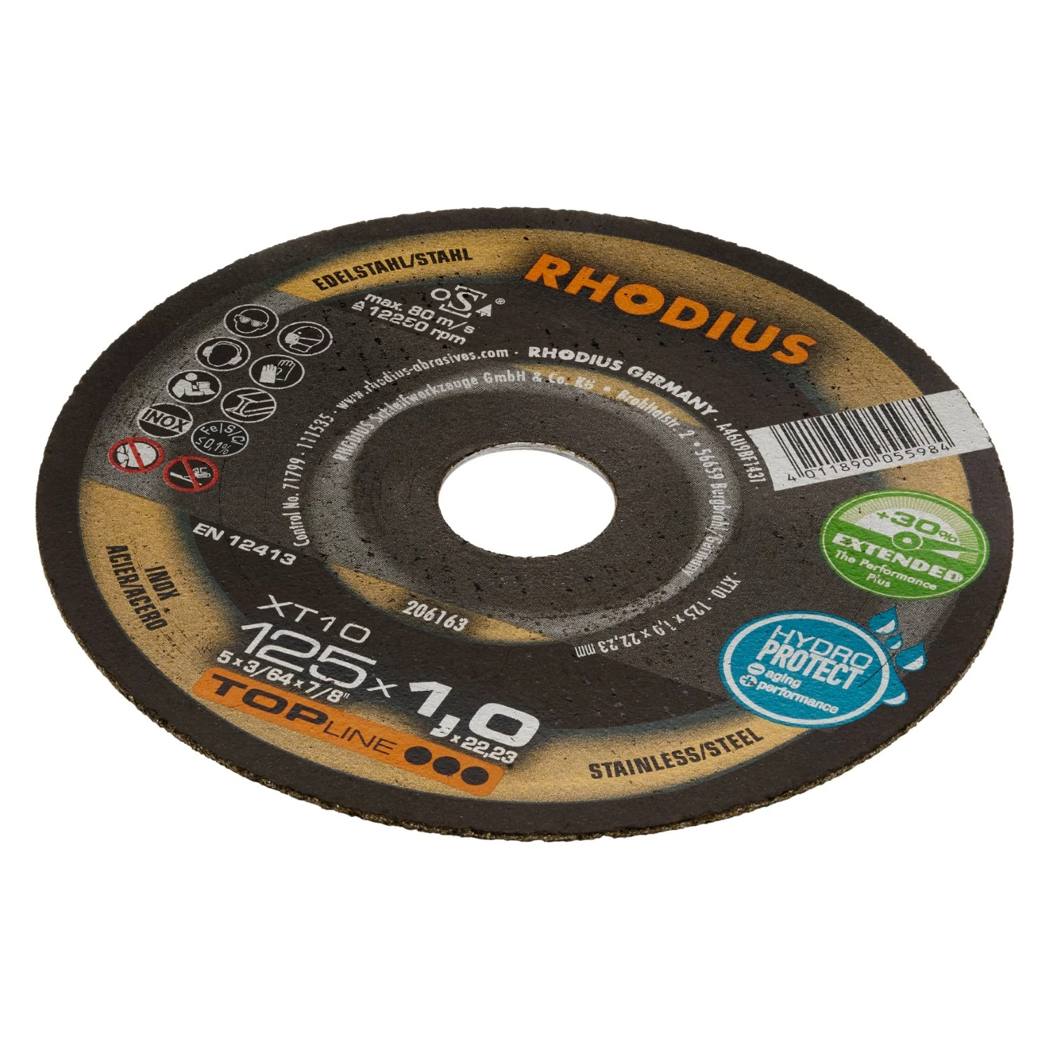 Rhodius 206163 XT10 TOPline lll Doorslijpschijf extra dun 125 x 22,23 x 1,0mm (50 st)