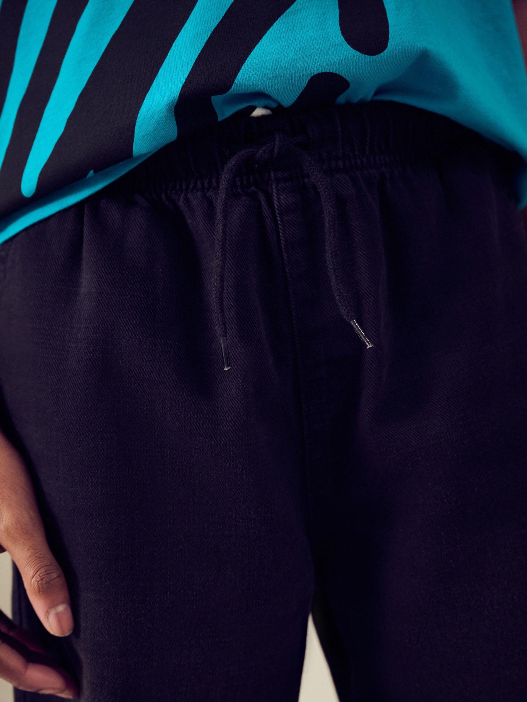 Zwart - Bermuda denim shorts met elastische taille (3 - 16 jr)