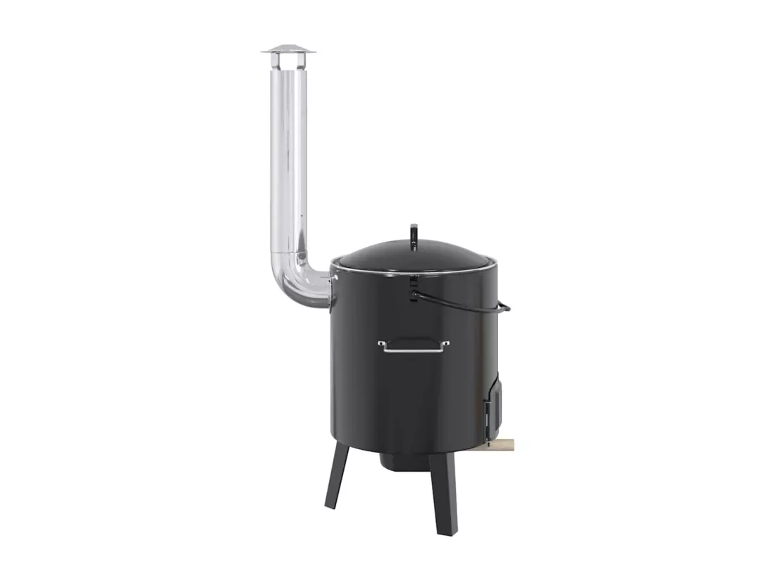 Canon à goulasch avec cheminée et couvercle noir acier émaillé