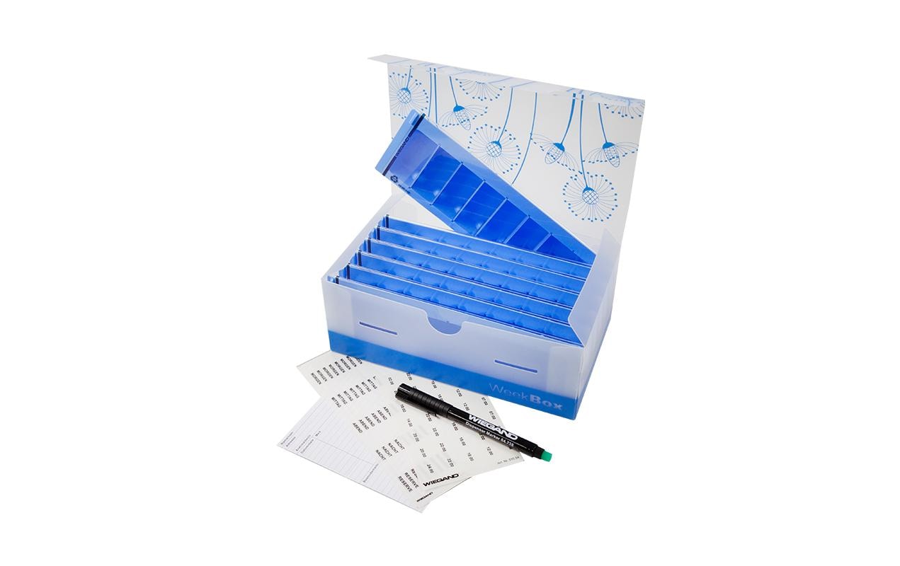 Wochenpillenspender Weekbox Set M-Flex 7 Tage deutschMedikamentenbox mit 7 Einlagen à 4-8 Fächer