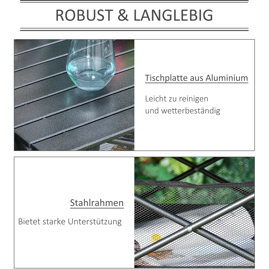 Outsunny Campingtisch mit Aufbewahrungstasche und Netztasche grau