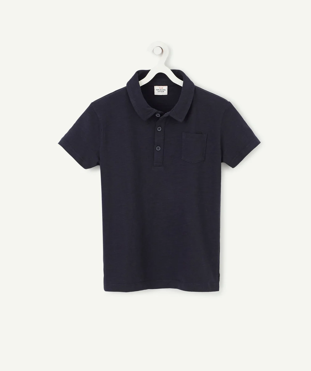 LE POLO MARINE AVEC POCHE SUR LE COEUR