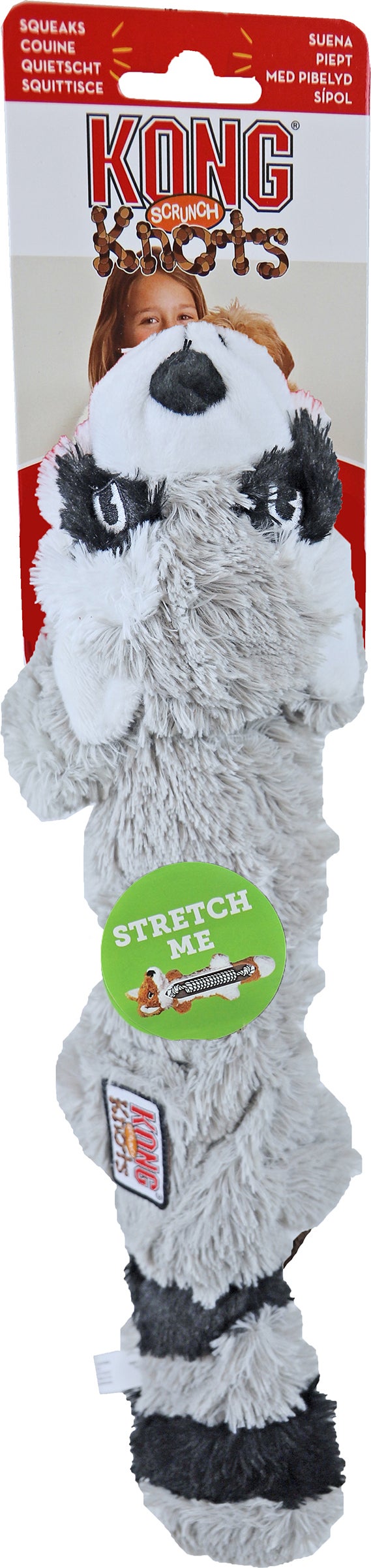 Kong hondenspeelgoed Scrunch Knots wasbeer S/M grijs 8,3 x 5,1 x 29,9 cm