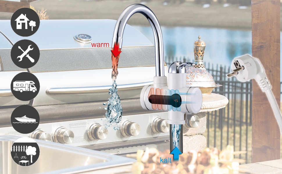 Mauk digitaler Wasserhahn mit integriertem Durchlauferhitzer und Temperaturanzeige