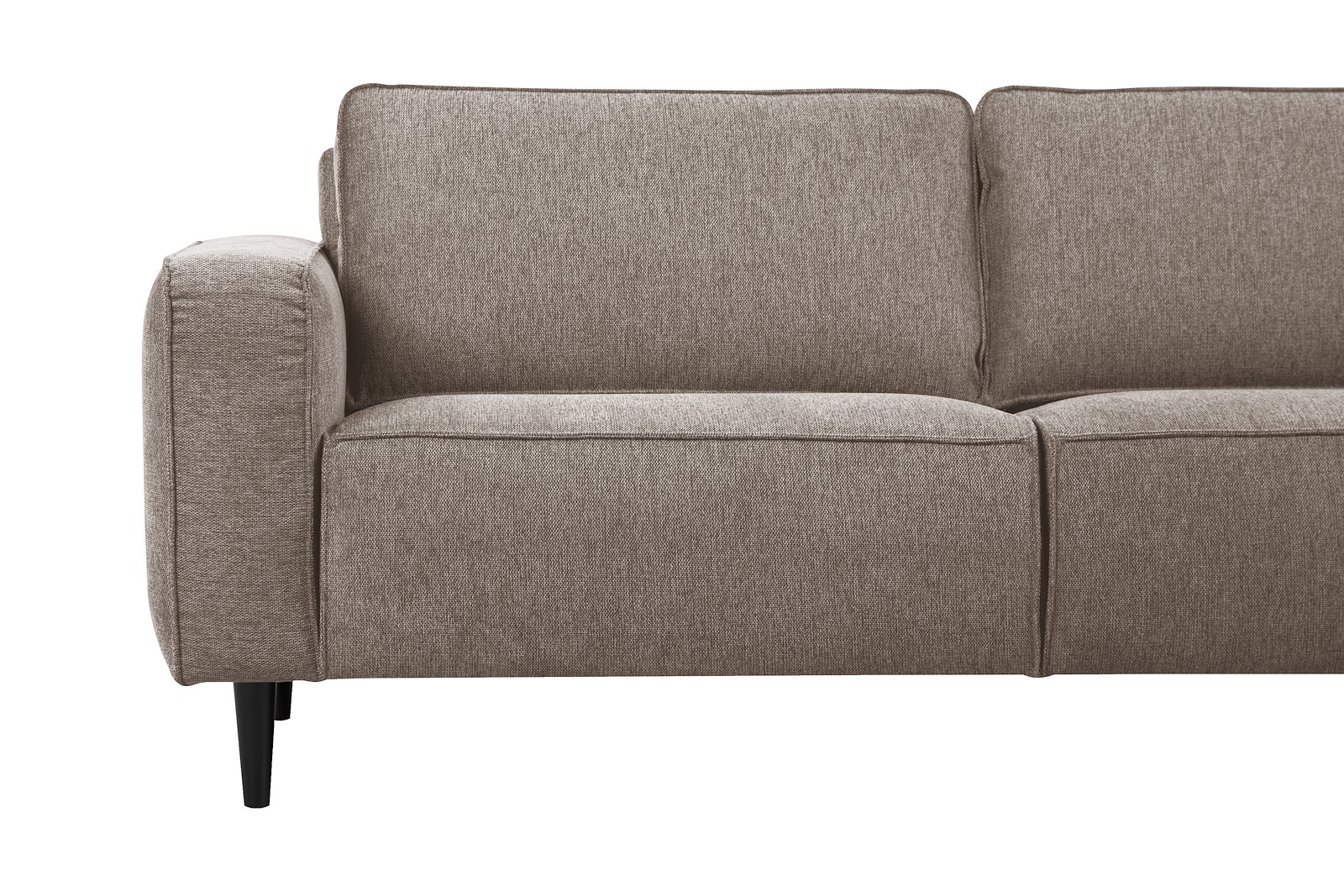 Jessie XL hjørnesofa 2,5-seter med åpen ende høyre. Tekstil Brego 34 stone med mørke ben