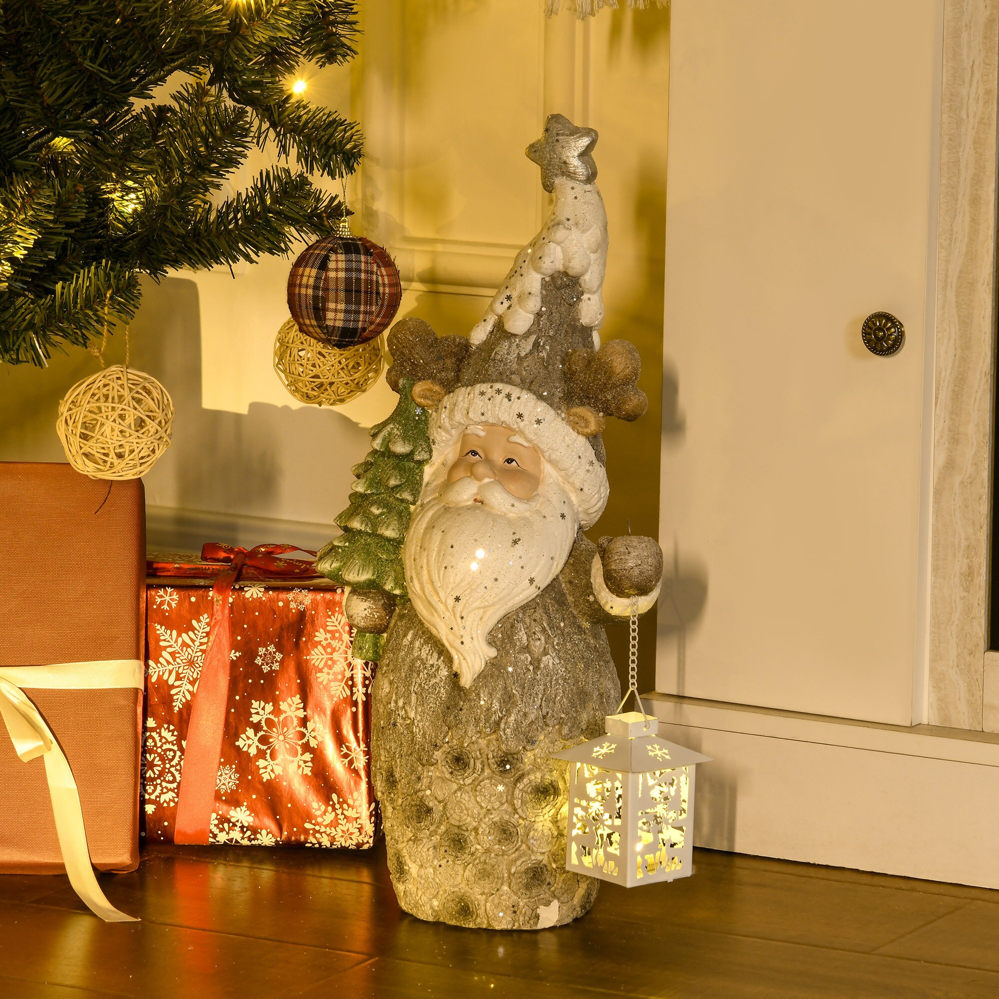 HOMCOM Weihnachtsfigur Wichtel mit LED-Licht bunt 29L x 16B x 55H cm