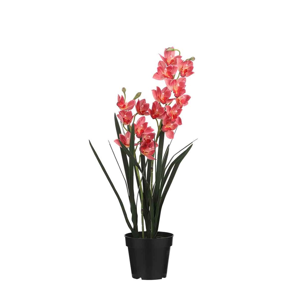 Mica decorations fleur artificielle cymbidium - 19x19x92 cm - pe - rose