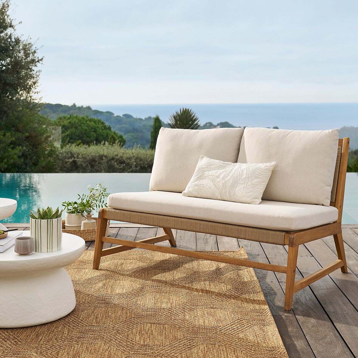 LA REDOUTE INTERIEURS<br>Banco de jardim em acácia, 2 lugares, Natou