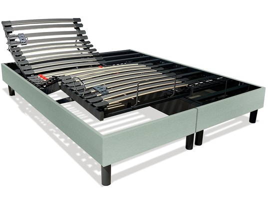 DUNLOPILLO - Sommier Electrique 2 x 80 x 200 Anatomique 2x80x200cm tissu capitole vert d'eau