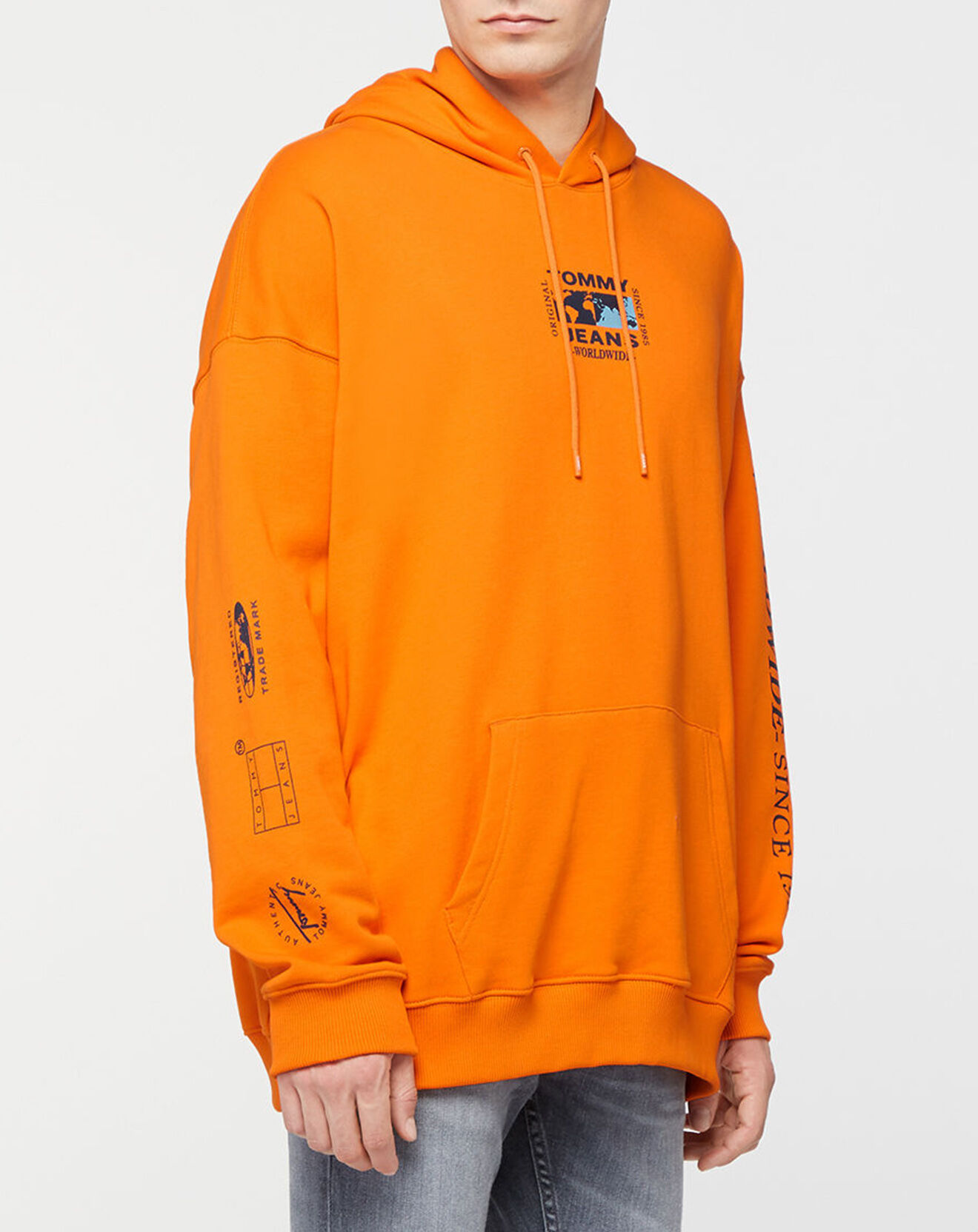 Tommy Jeans Sweat en Coton Bio Abstract Globe orange
