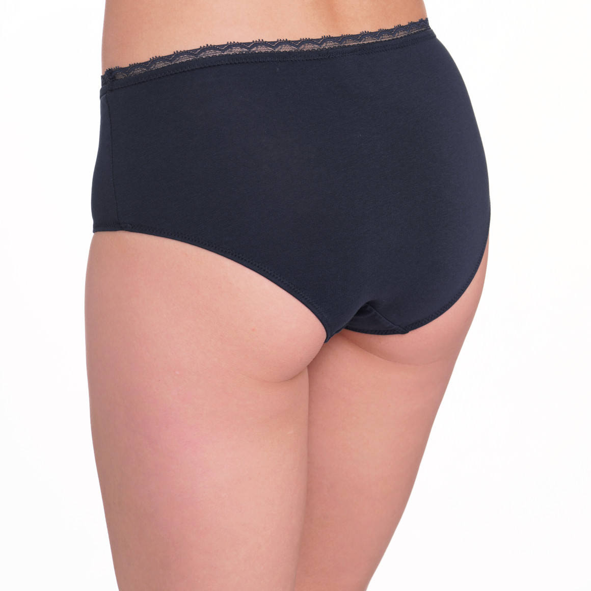 Gina Benotti 3 Damen Pantys mit Spitze dunkelblau / weiss