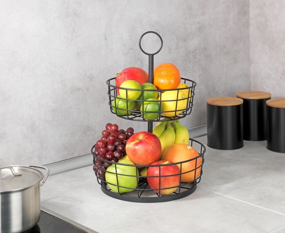 WENKO Etagere »Multi-Korb-EtagÃ¨re« moderne Gemüse- und Obstschale mit Griff, 2-stöckiger Obstkorb