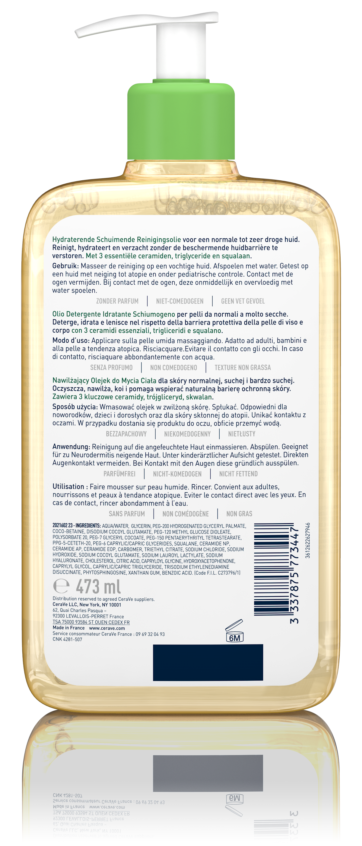 CERAVE Feuchtigkeitsspendendes schäumendes Reinigungsöl Öl Disp 473 ml