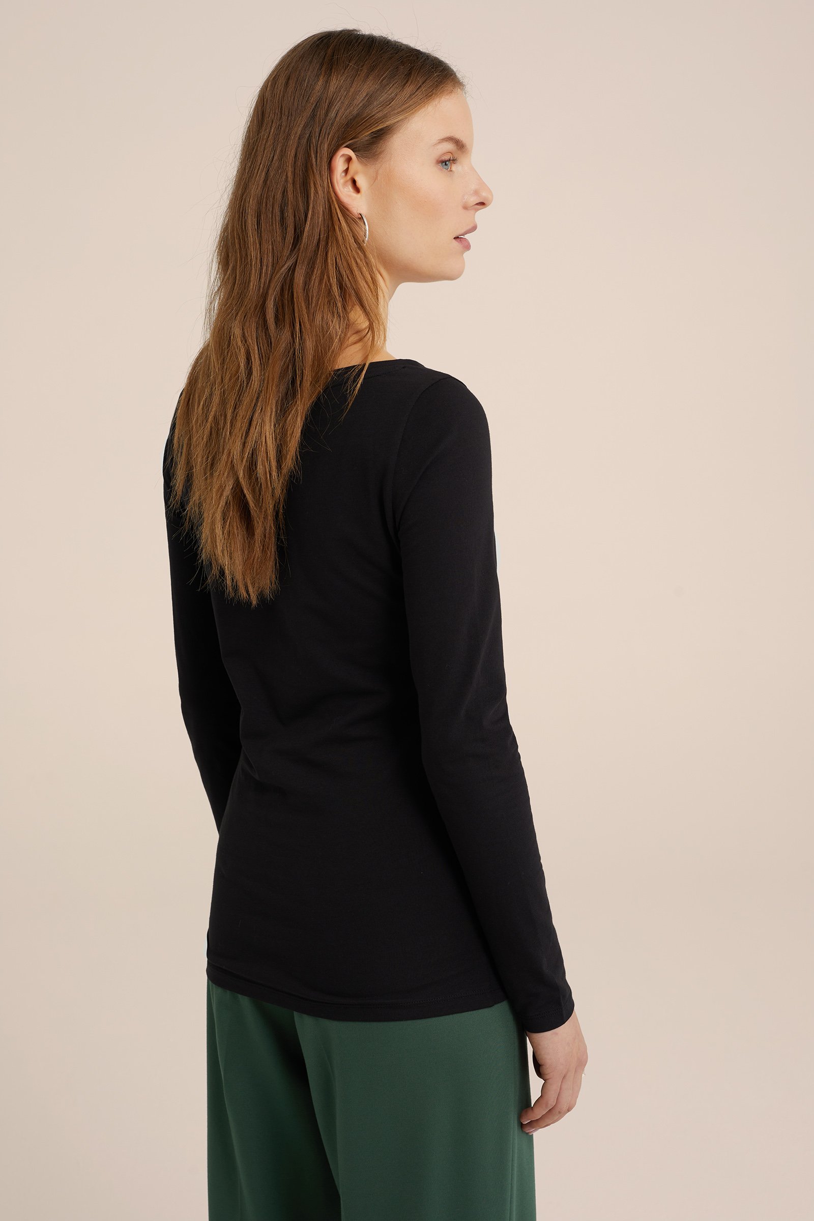 T-shirt van katoenmix WE Fashion Zwart