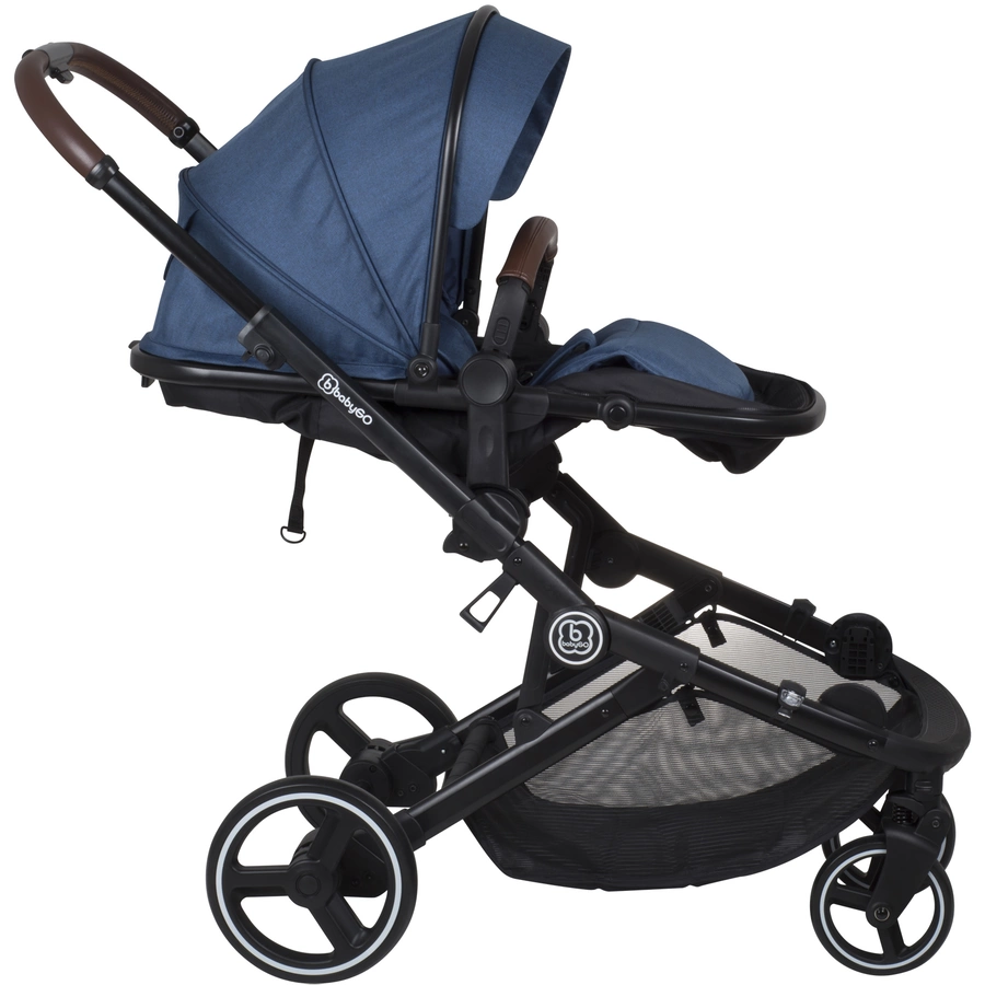babyGO Geschwisterwagen Twinner Blue