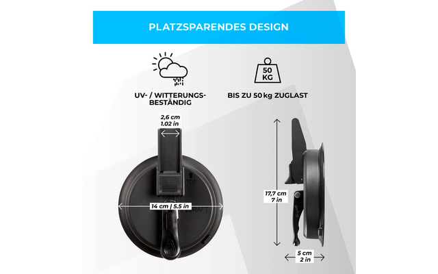 Graft Universal Wohnmobil Markisenhalterset Saugnapf Ø 14 cm / 2 Stück