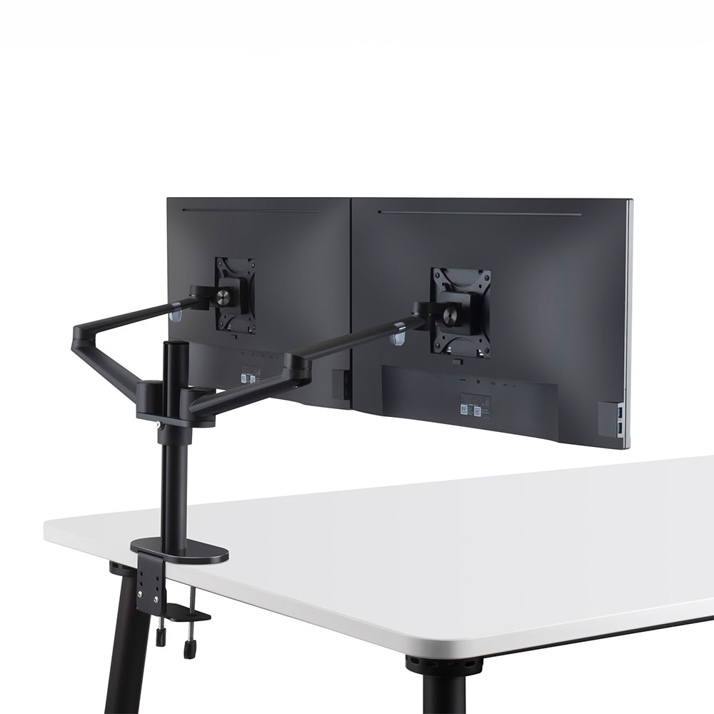 Dual Schwenkbare Aluminium Tischhalterung für 2 Monitore Arm bis 32