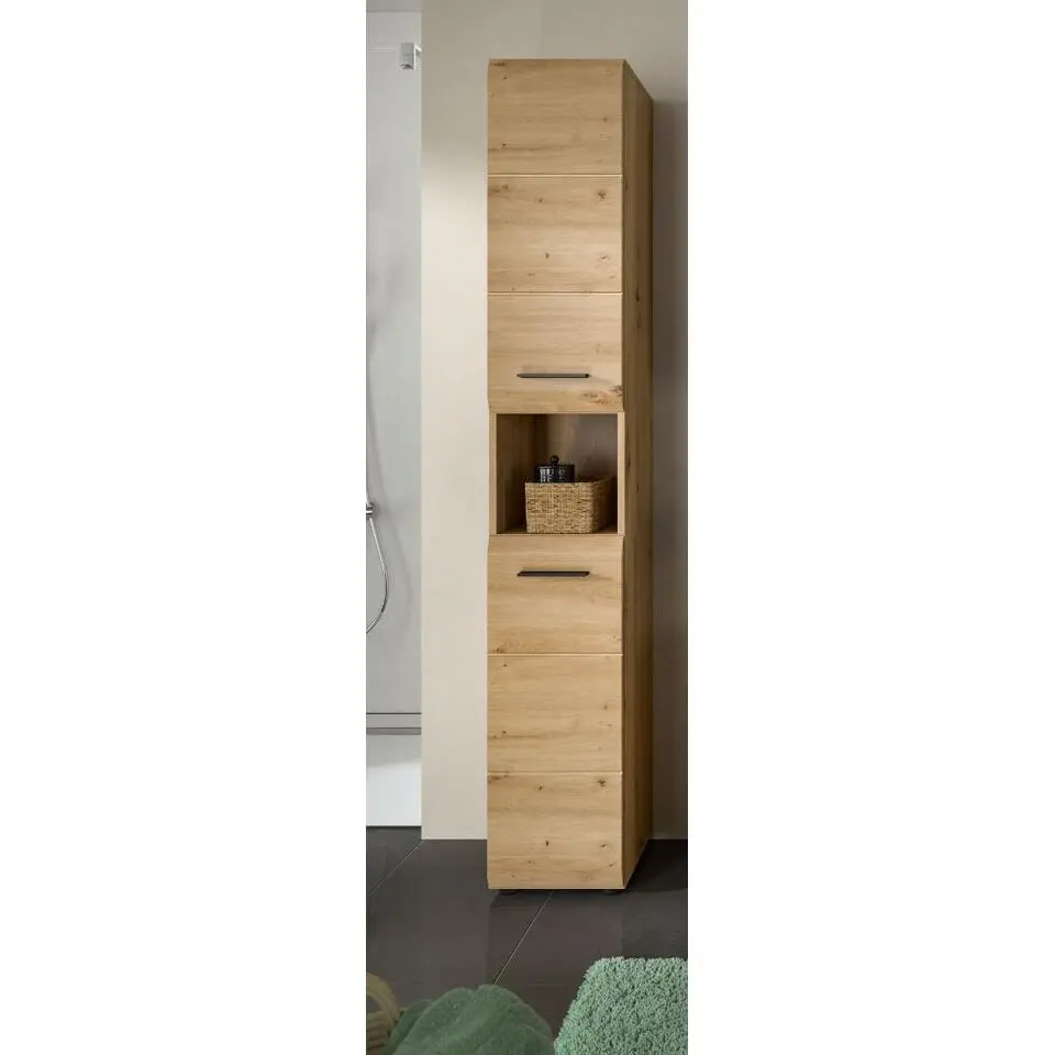 Hioshop Ice kolomkast 2 deuren- 1 plank eiken decor