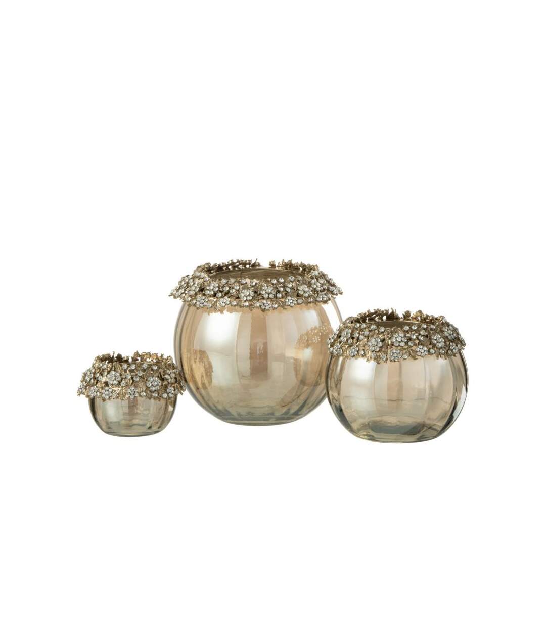 Paris Prix - Photophore En Verre Design vallee 10cm Bronze