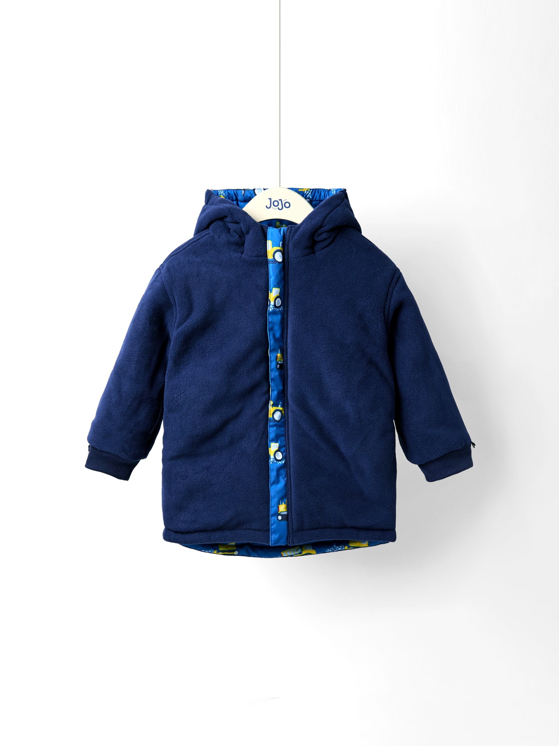 Blauw vervoersmiddel - JoJo Maman Bébé omkeerbaar jack met fleece voering