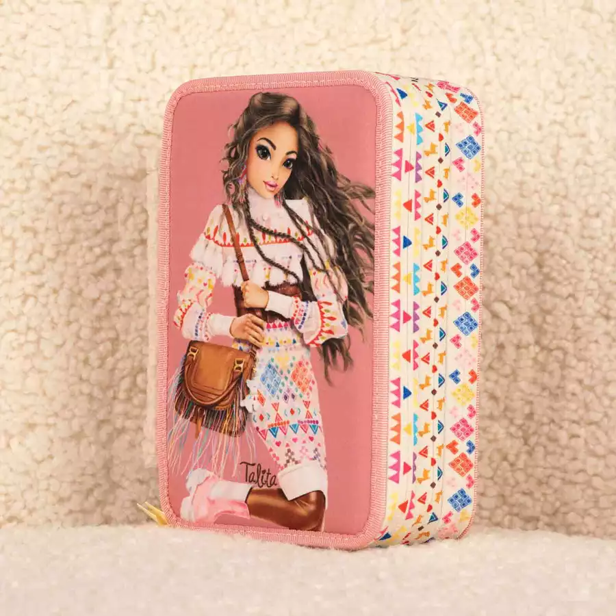 Depesche Federtasche COSY mit Druck TOPModel 7,5 x 13 x 20 cm altrosa